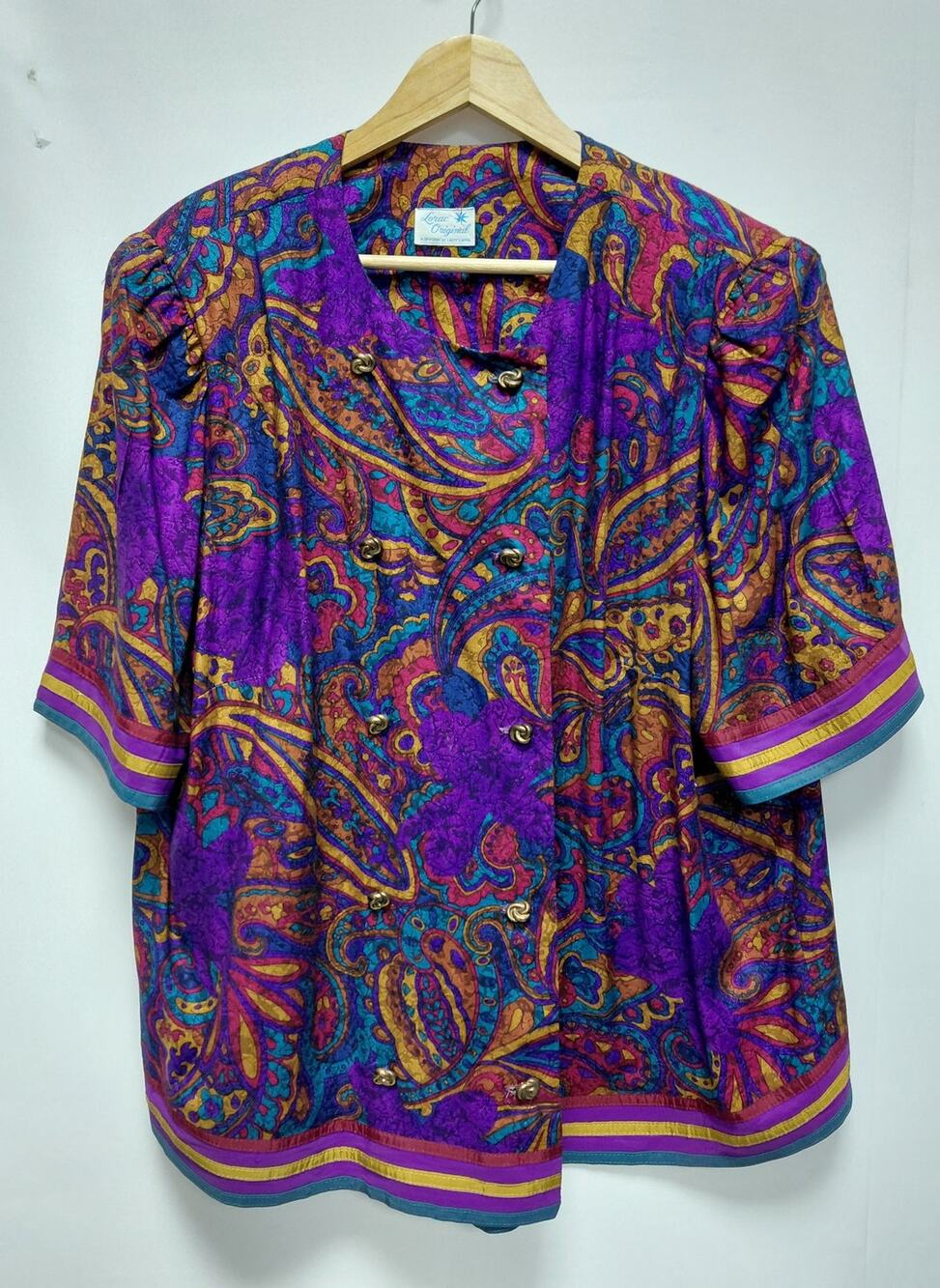 Lorac Original Paisley Blouse Multicolor 3/4 Sleeve V-Neck see measurements